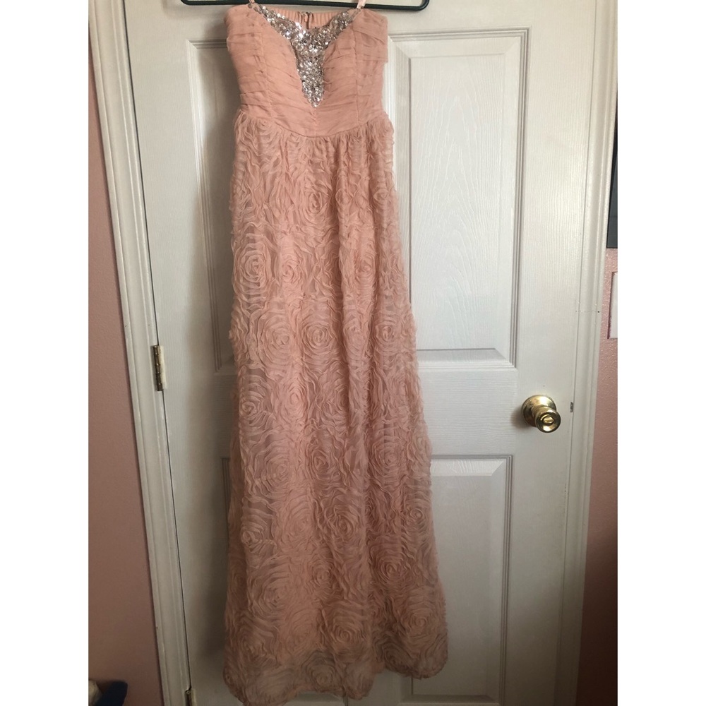 Blush pink long prom dress